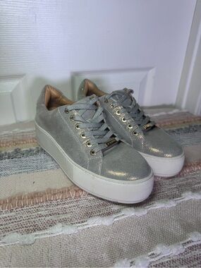 J/SLIDES Silver Metallic Platform Sneakers